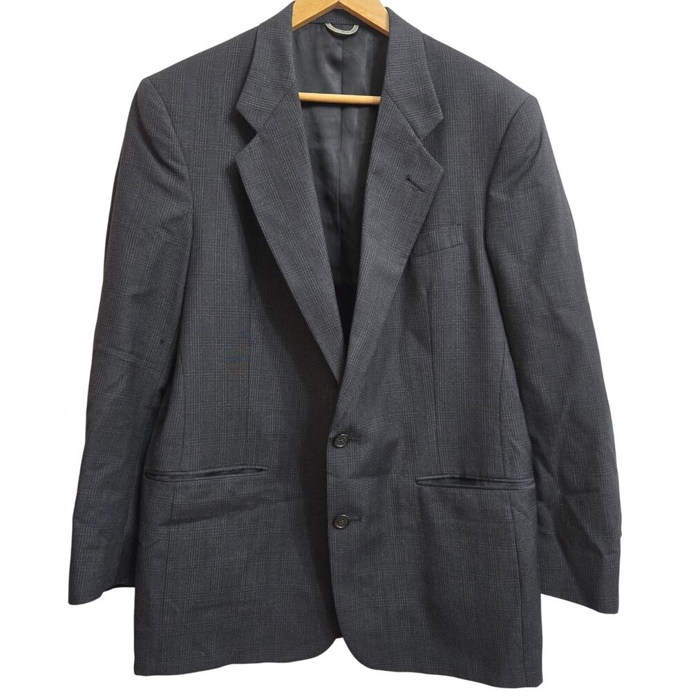 Christian Dior Monsieur Mens Vtg Union Tag 100% Wool Plaid Sport Coat Blazer 41